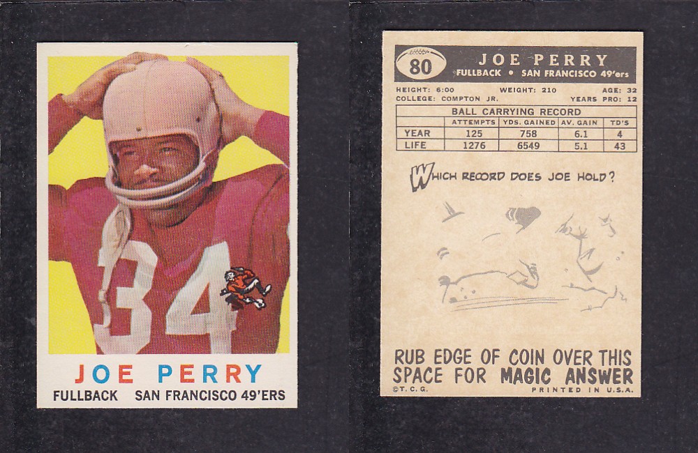 1959 NFL TOPPS FOOTBALL CARD #80 J. PERRY photo