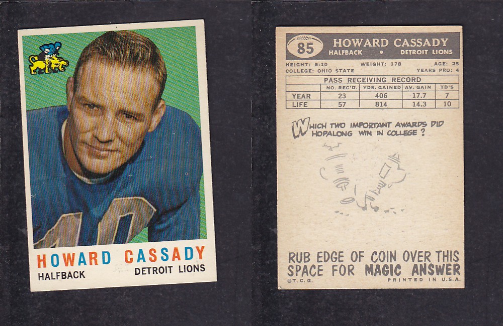 1959 NFL TOPPS FOOTBALL CARD #85 H. CASSADY photo