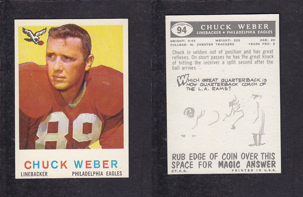 1959 NFL TOPPS FOOTBALL CARD #94 C. WEBER photo
