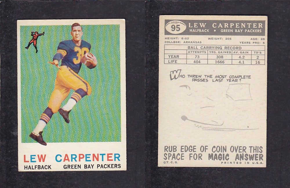 1959 NFL TOPPS FOOTBALL CARD #95 L. CARPENTER photo
