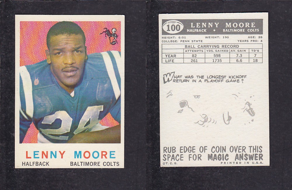 1959 NFL TOPPS FOOTBALL CARD #100 L. MOORE photo