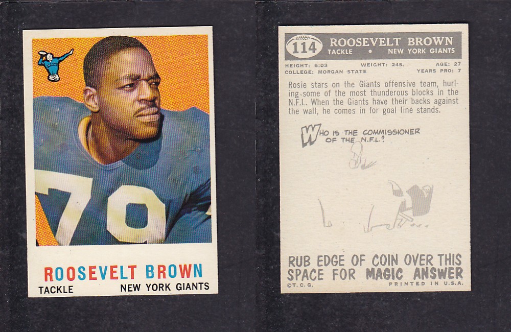 1959 NFL TOPPS FOOTBALL CARD #114 R. BROWN photo
