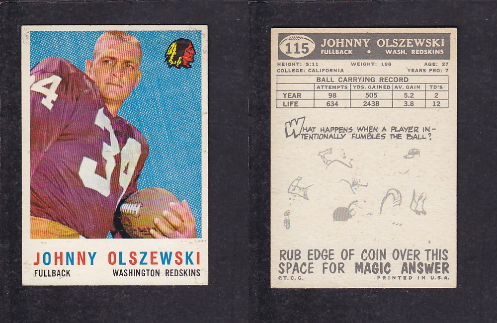 1959 NFL TOPPS FOOTBALL CARD #115 J. OLSZEWSKI photo