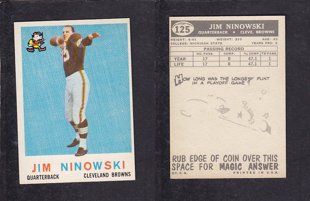 1959 NFL TOPPS FOOTBALL CARD #125 J. NINOWSKI photo
