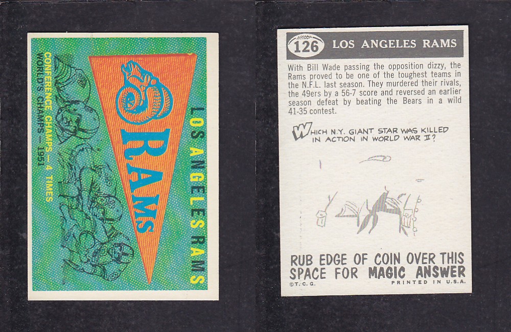 1959 NFL TOPPS FOOTBALL CARD #126 LOS ANGELES RAMS photo