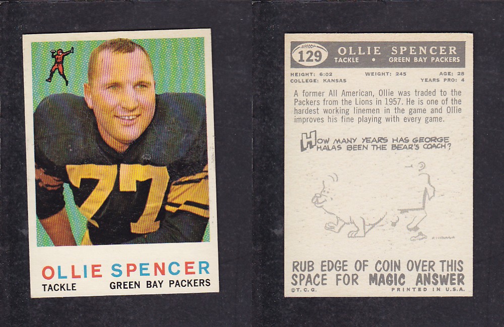 1959 NFL TOPPS FOOTBALL CARD #129 O. SPENCER photo