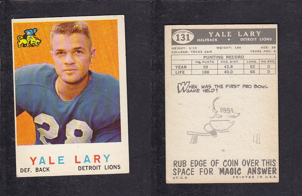 1959 NFL TOPPS FOOTBALL CARD #131 Y. LARY photo