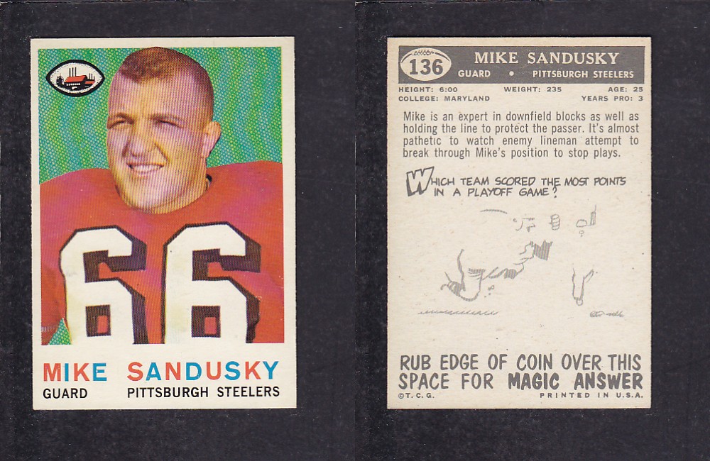 1959 NFL TOPPS FOOTBALL CARD #136 M. SANDUSKY photo