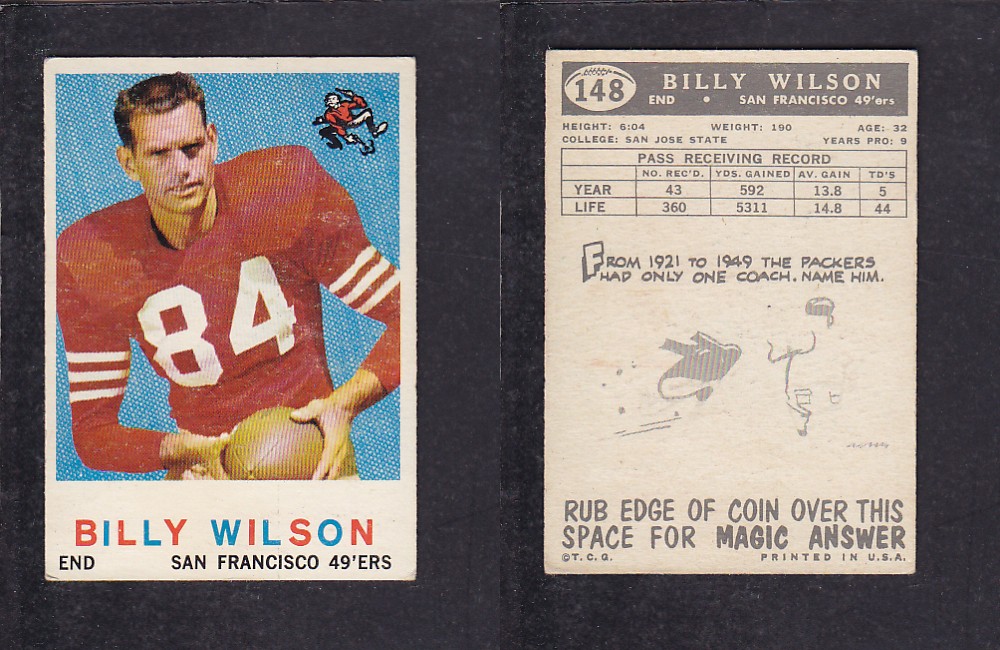 1959 NFL TOPPS FOOTBALL CARD #148 B. WILSON photo