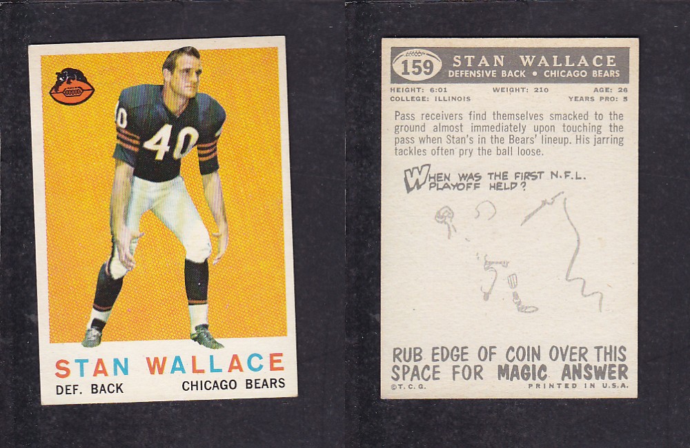 1959 NFL TOPPS FOOTBALL CARD #159 S. WALLACE photo