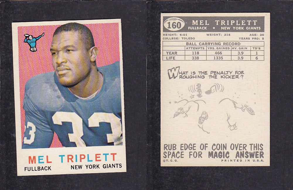 1959 NFL TOPPS FOOTBALL CARD #160 M. TRIPLETT photo