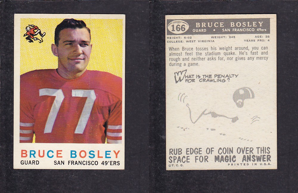 1959 NFL TOPPS FOOTBALL CARD #166 B. BOSLEY photo