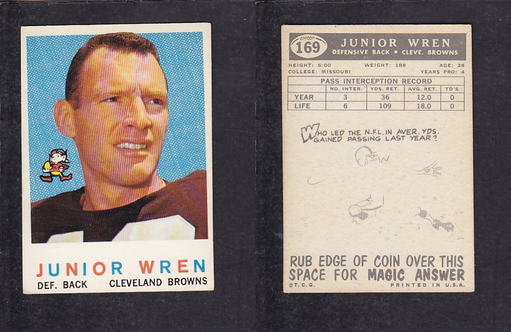 1959 NFL TOPPS FOOTBALL CARD #169 J. WREN photo