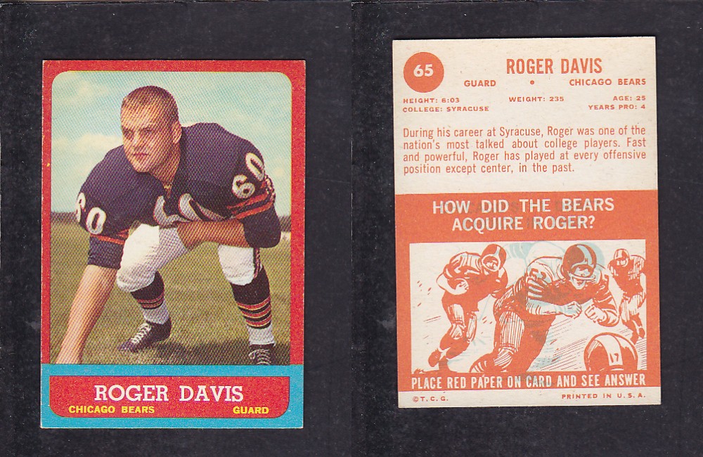 1963 NFL TOPPS FOOTBALL CARD #65 R. DAVIS photo