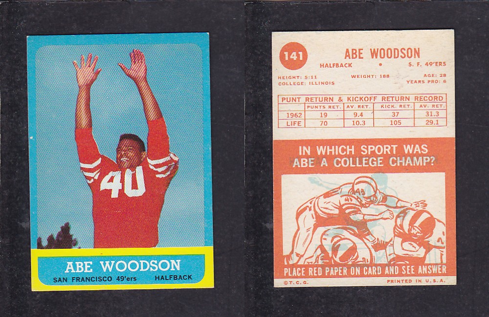 1963 NFL TOPPS FOOTBALL CARD #141 A. WOODSON photo