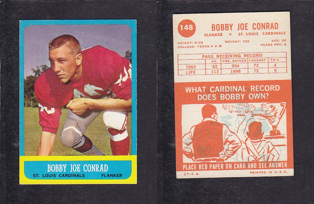 1963 NFL TOPPS FOOTBALL CARD #148 B. CONRAD photo