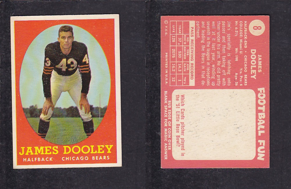 1958 NFL TOPPS FOOTBALL CARD #8 J. DOOLEY photo