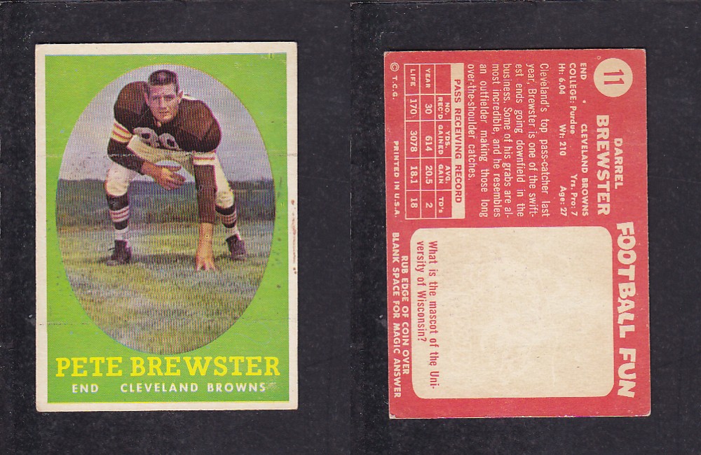 1958 NFL TOPPS FOOTBALL CARD #11 P. BREWSTER photo