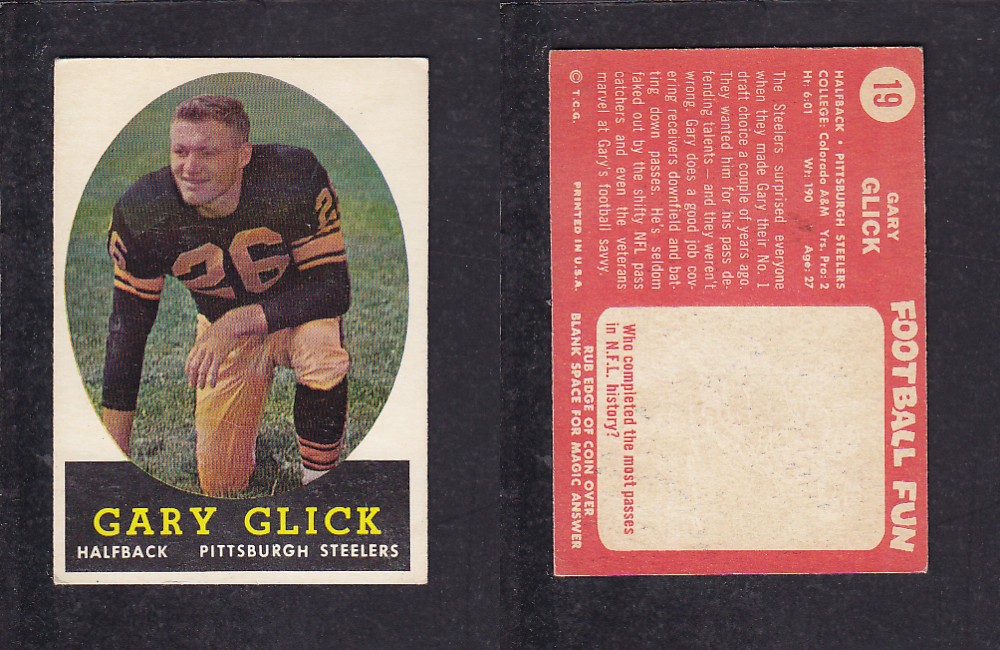 1958 NFL TOPPS FOOTBALL CARD #19 G. GLICK photo
