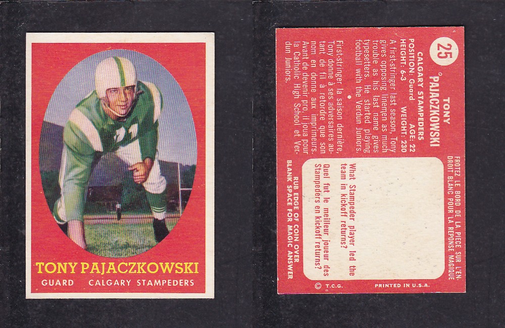 1958 NFL TOPPS FOOTBALL CARD #25 T. PAJASZKOWSKI photo