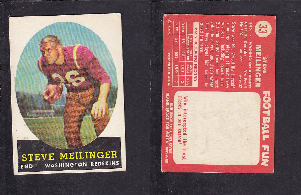 1958 NFL TOPPS FOOTBALL CARD #33 S. MEILINGER photo