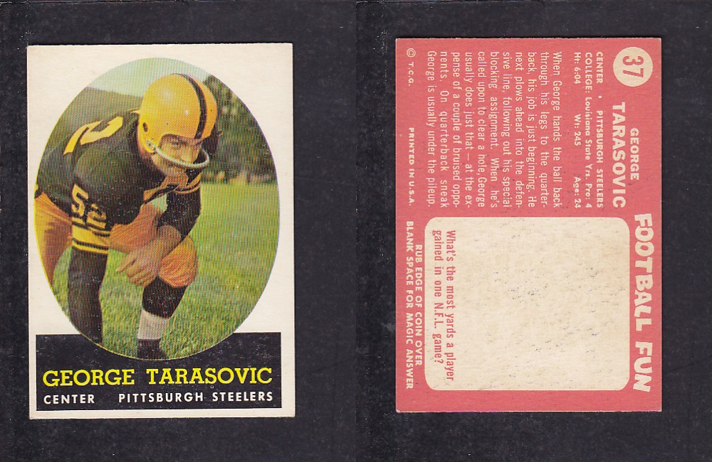 1958 NFL TOPPS FOOTBALL CARD #37 G. TARASOVIC photo