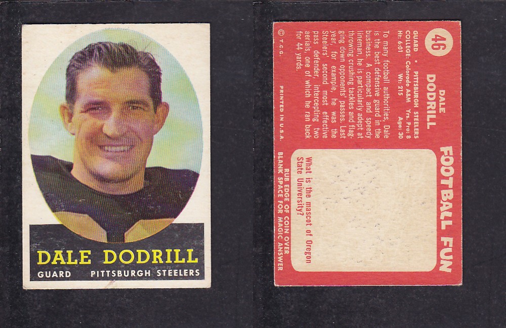 1958 NFL TOPPS FOOTBALL CARD #46 D. DODRILL photo