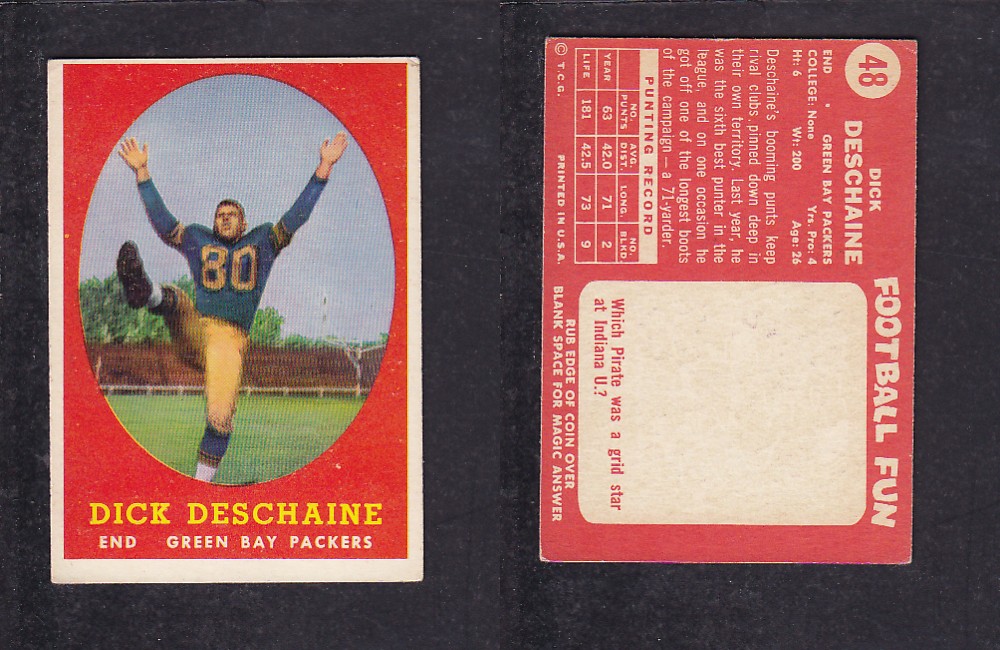 1958 NFL TOPPS FOOTBALL CARD #48 D. DESCHAINE photo