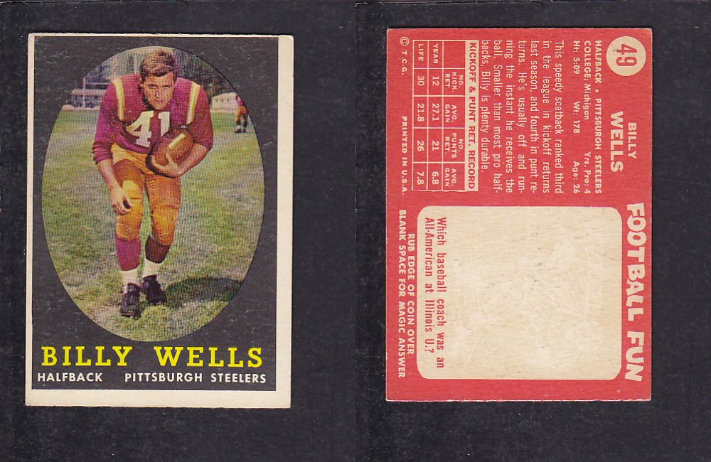 1958 NFL TOPPS FOOTBALL CARD #49 B. WELLS photo