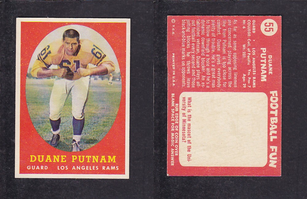 1958 NFL TOPPS FOOTBALL CARD #55 D. PUTNAM photo