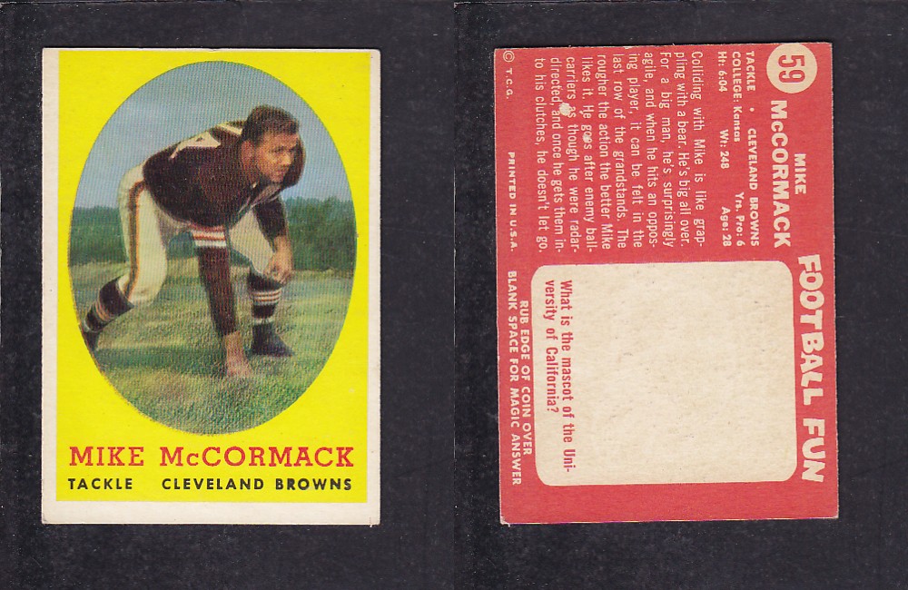 1958 NFL TOPPS FOOTBALL CARD #59 M. MCCORMACK photo