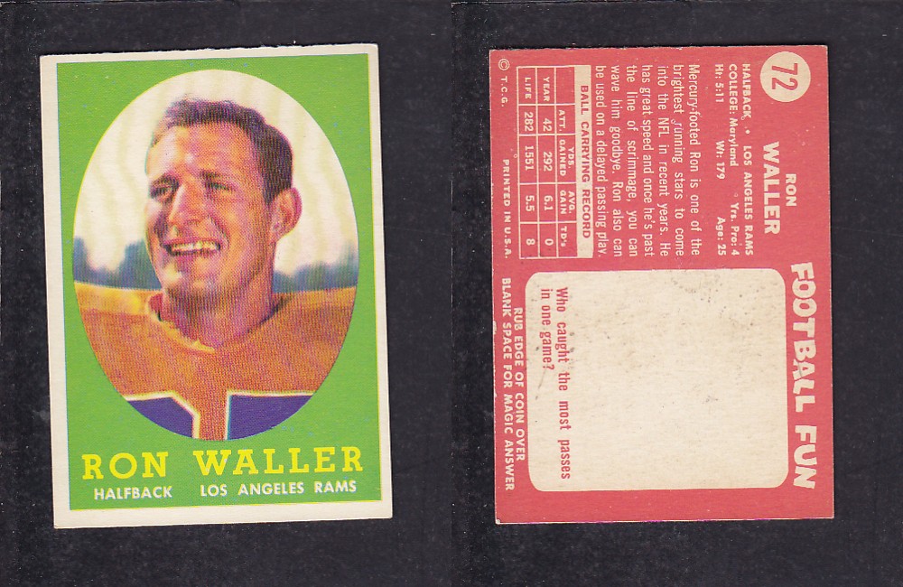 1958 NFL TOPPS FOOTBALL CARD #72 R. WALLER photo