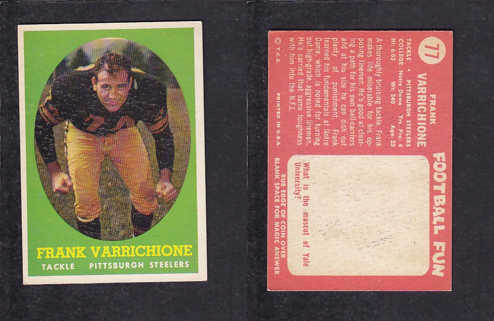 1958 NFL TOPPS FOOTBALL CARD #77 F. VARRICHIONE photo