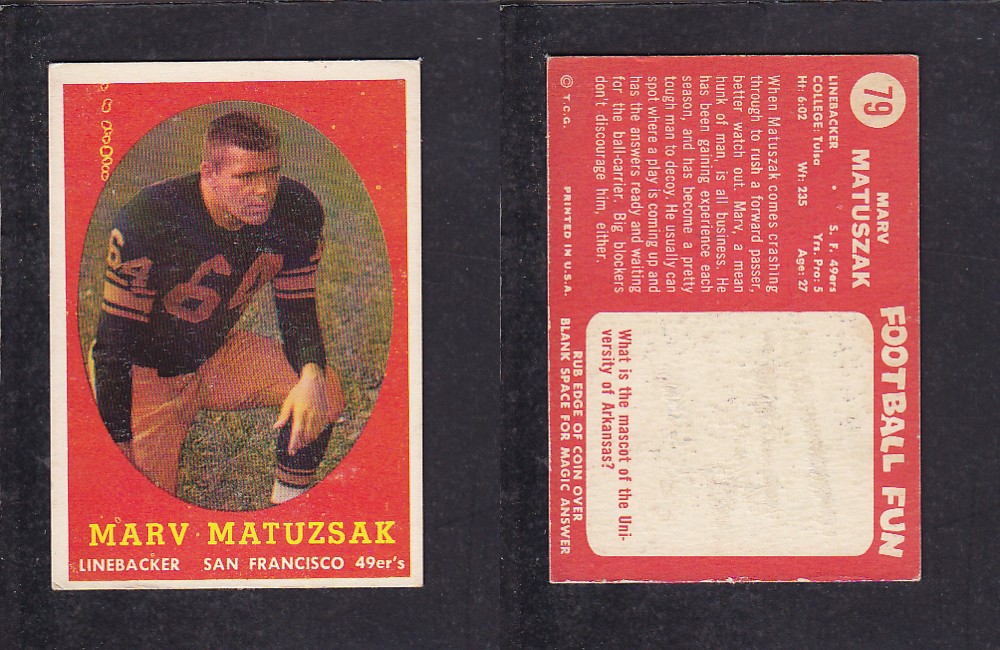 1958 NFL TOPPS FOOTBALL CARD #79 M. MATUZSAK photo