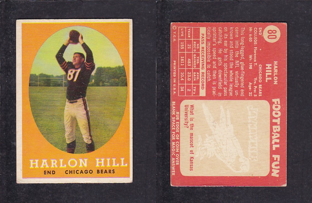 1958 NFL TOPPS FOOTBALL CARD #80 H. HILL photo