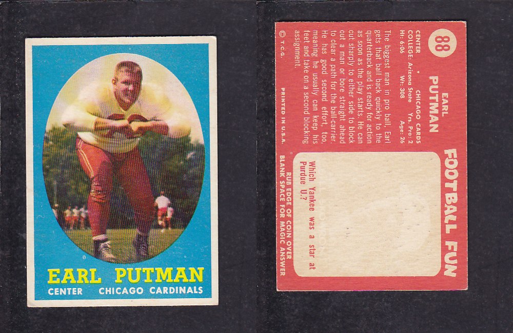 1958 NFL TOPPS FOOTBALL CARD #88 E. PUTMAN photo