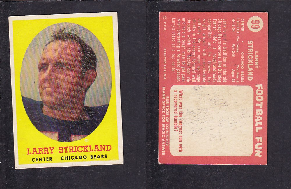 1958 NFL TOPPS FOOTBALL CARD #99 L. STRICKLAND photo