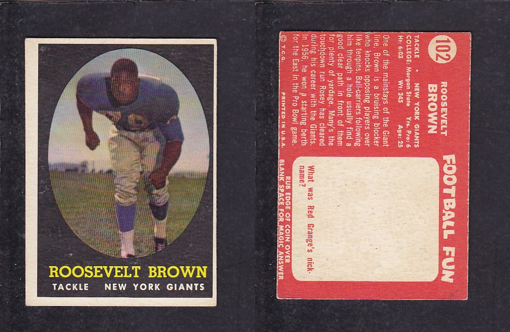 1958 NFL TOPPS FOOTBALL CARD #102 R. BROWN photo