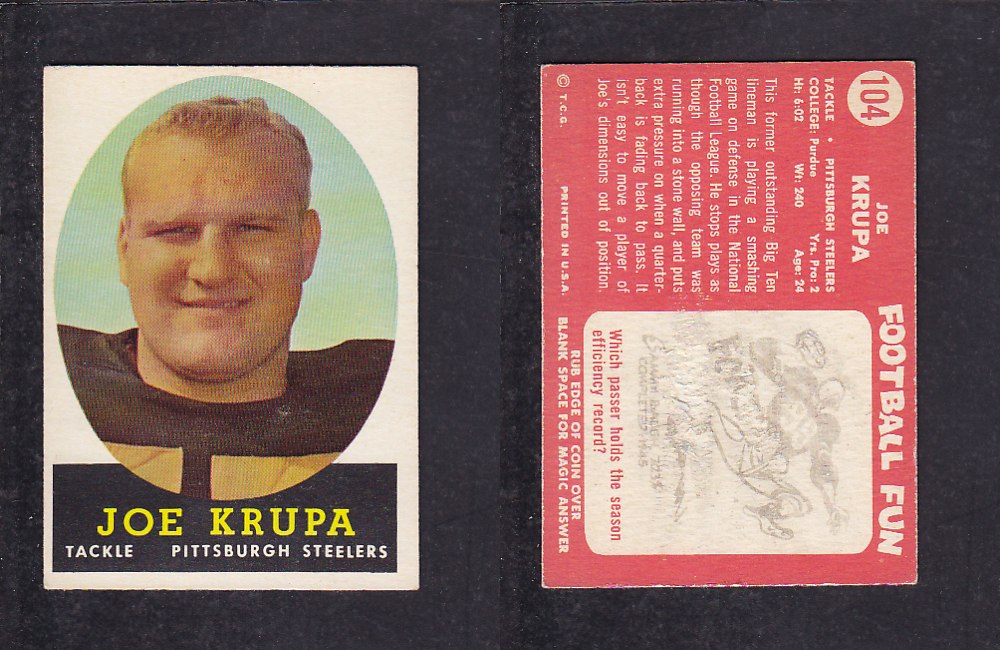 1958 NFL TOPPS FOOTBALL CARD #104 J. KRUPA photo