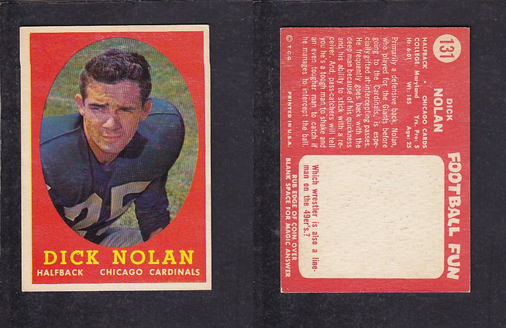 1958 NFL TOPPS FOOTBALL CARD #131 D. NOLAN photo