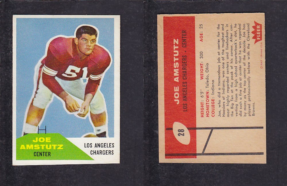1960 NFL FLEER FOOTBALL CARD #28 J. AMSTUTZ photo