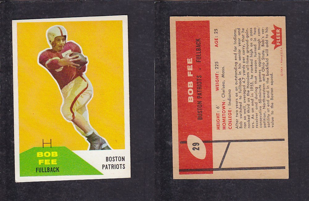 1960 NFL FLEER FOOTBALL CARD #29 B. FEE photo
