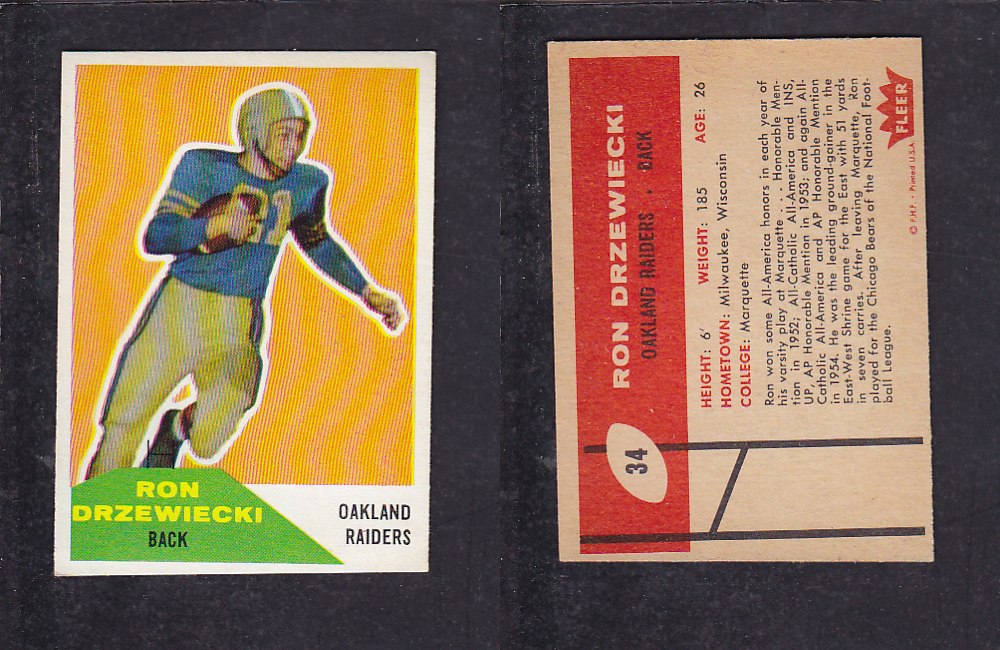 1960 NFL FLEER FOOTBALL CARD #34 R. DRZEWIECKI photo