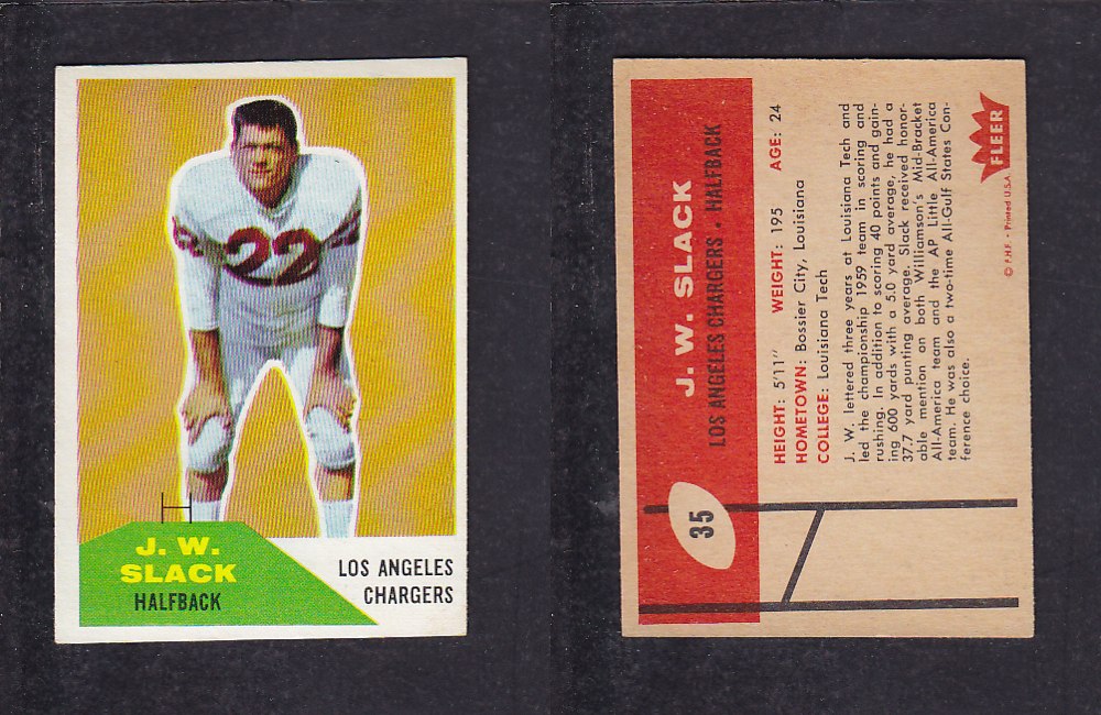 1960 NFL FLEER FOOTBALL CARD #35 J. SLACK photo