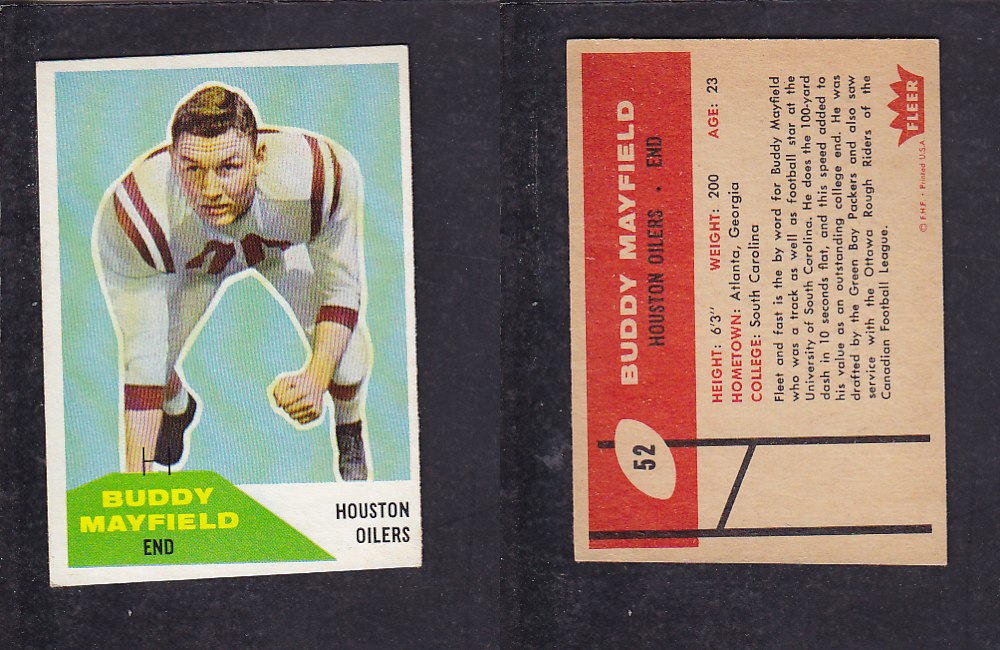 1960 NFL FLEER FOOTBALL CARD #52 B. MAYFIELD photo