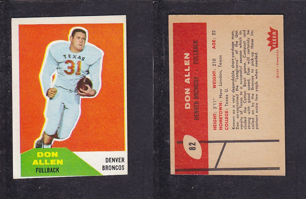 1960 NFL FLEER FOOTBALL CARD #82 D. ALLEN photo