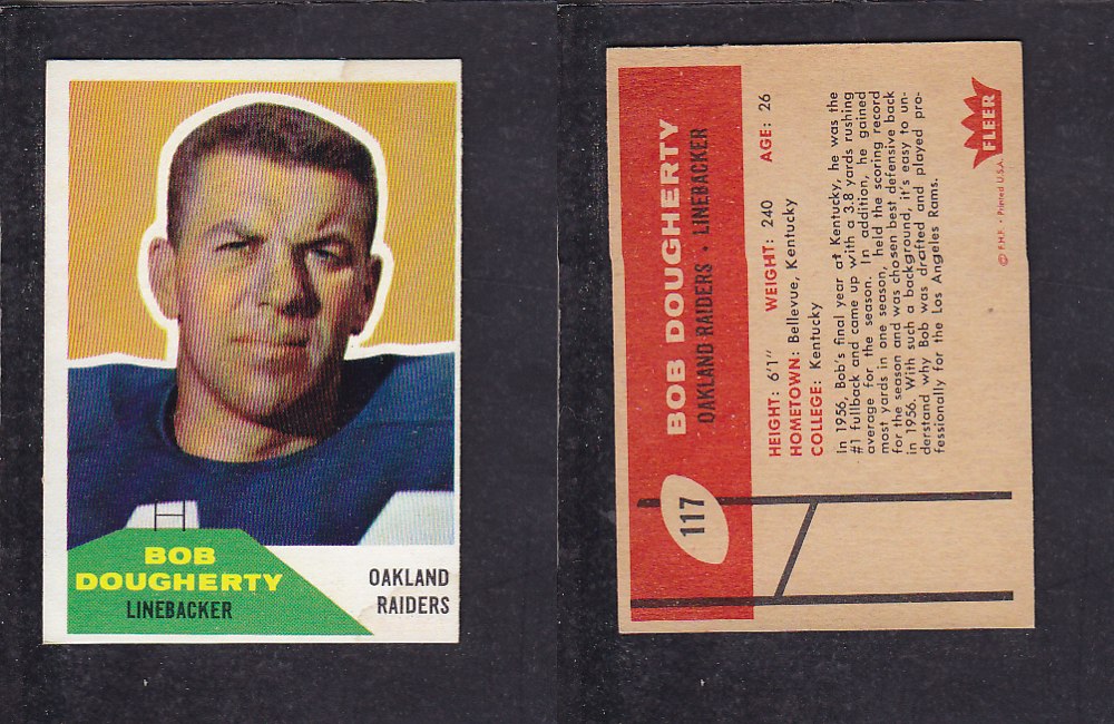 1960 NFL FLEER FOOTBALL CARD #117 B. DOUGHERTY photo