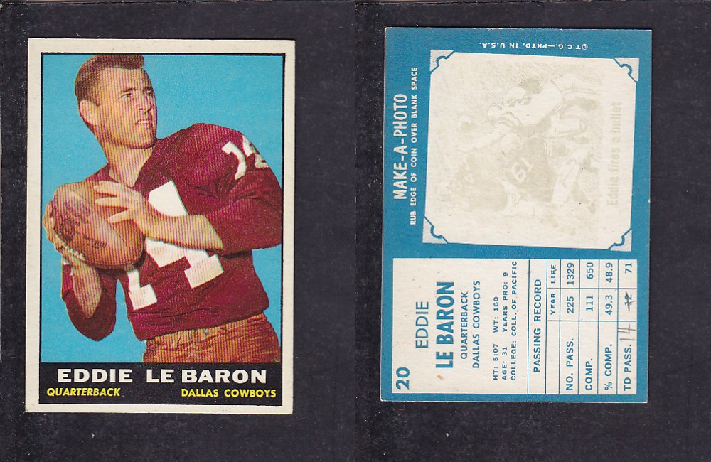 1961 NFL TOPPS FOOTBALL CARD #20 E. LE BARON photo