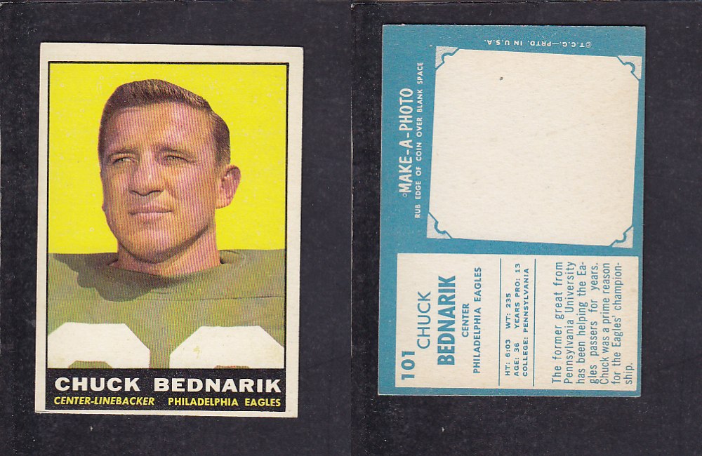 1961 NFL TOPPS FOOTBALL CARD #101 C. BEDARIK photo