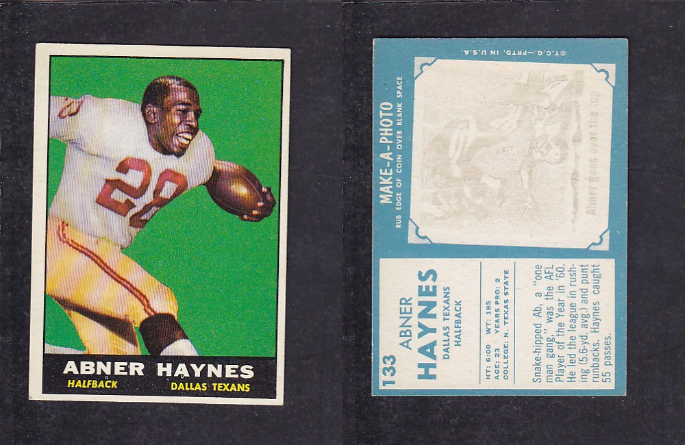 1961 NFL TOPPS FOOTBALL CARD #133 A. HAYNES photo